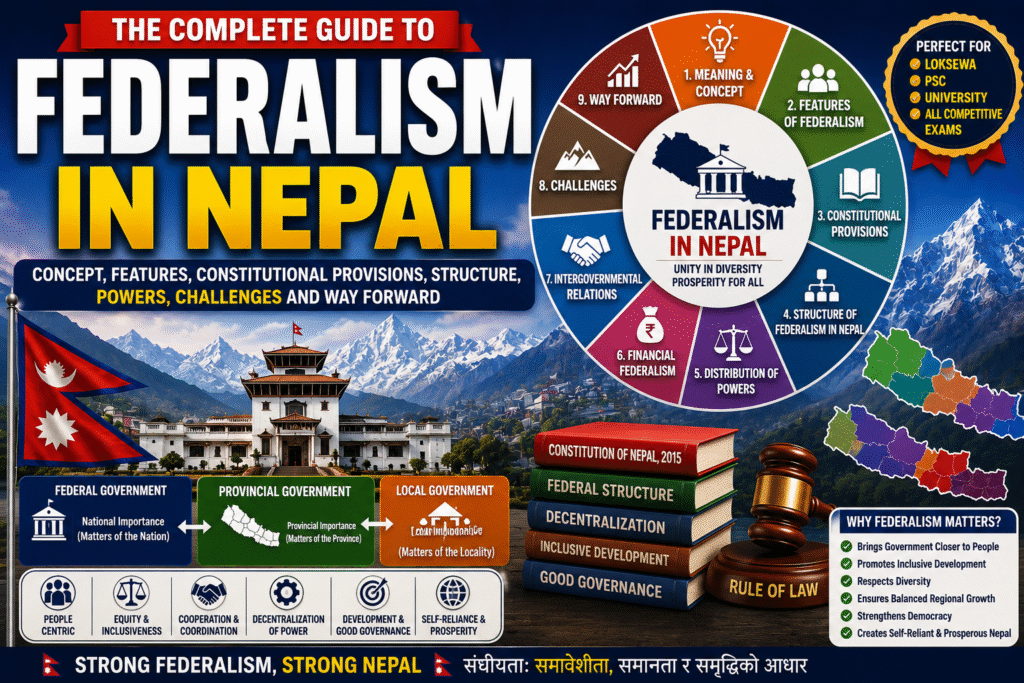 Federalism in Nepal: Meaning, Features, Principles, Constitutional Framework, Powers & Challenges federalism in nepal