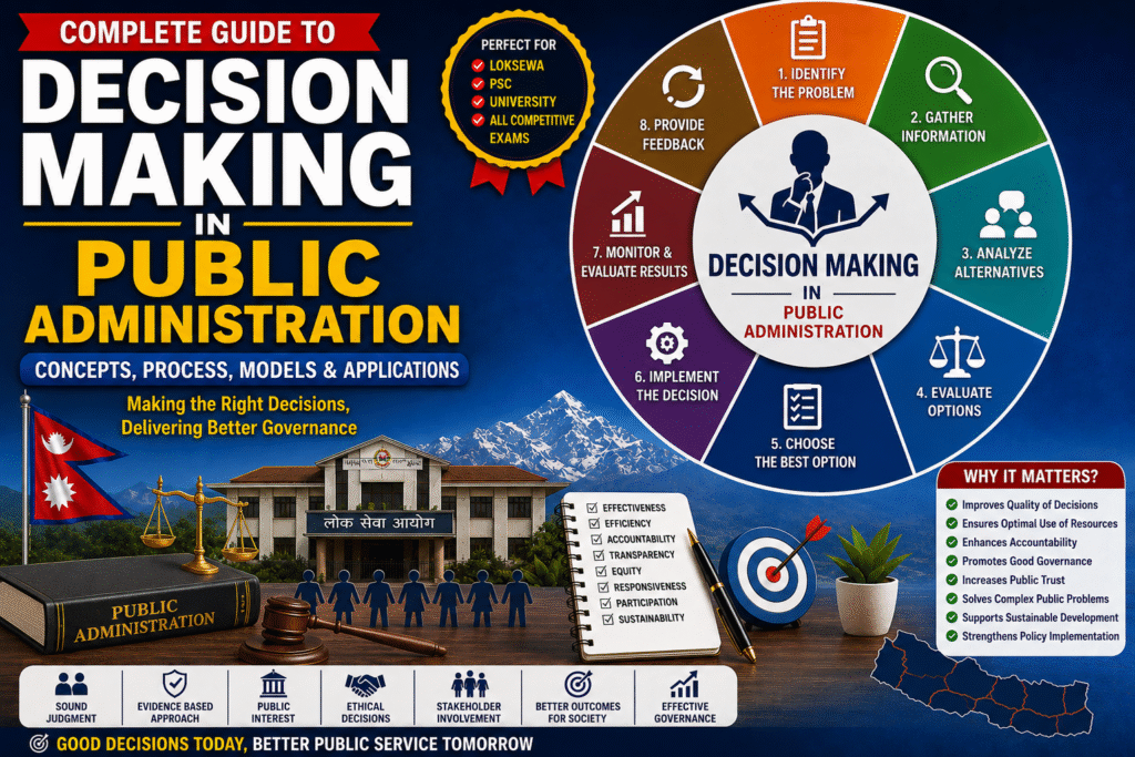 Decision Making in Public Administration: Meaning, Process, Models, Types, Principles, Importance, Challenges, and Nepal Context decision making in public administration